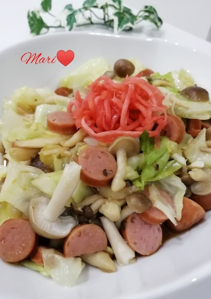 焼肉のたれで簡単☆キャベツときのこ炒め-レシピのメイン写真