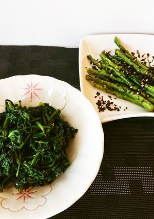 春菊のごま和えと茎の汐昆布和え-レシピのメイン写真