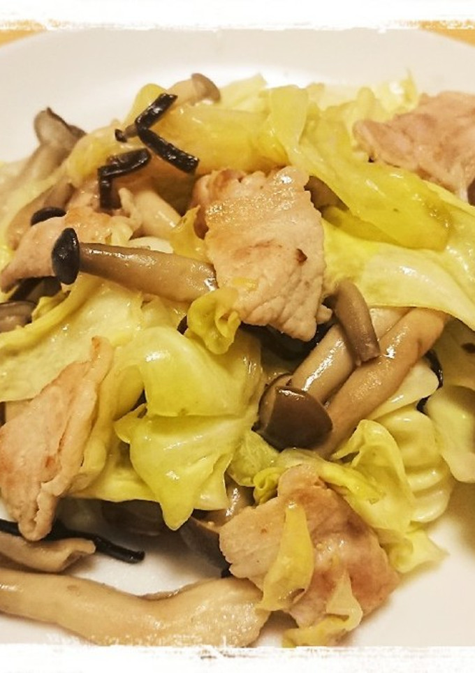 豚ロースとキャベツとしめじの塩昆布炒め-レシピのメイン写真
