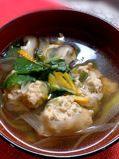 香り高い♪ゆずとみつ葉♡冬の鶏団子スープ-レシピのメイン写真