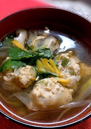 香り高い♪ゆずとみつ葉♡冬の鶏団子スープ-レシピのメイン写真