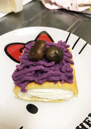 紫芋 モンブラン風ロールケーキチーズクリ-レシピのメイン写真
