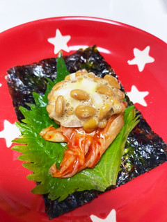 韓国海苔に大葉キムチ納豆!簡単おつまみ♡-レシピのメイン写真