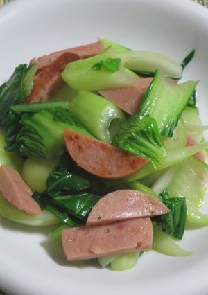 おさかなバーグと青梗菜の炒め物-レシピのメイン写真