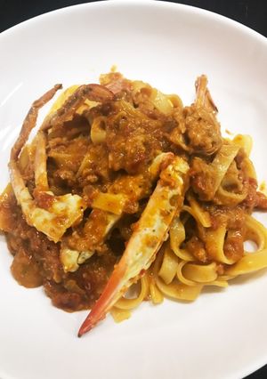 ワタリガニのトマトクリームパスタ-レシピのメイン写真