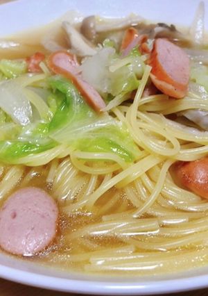 ひとりごはん。ワンポットスープパスタ-レシピのメイン写真