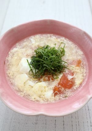 大葉塩ダレでトマトと卵のスープ-レシピのメイン写真