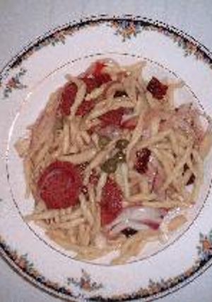 ショートパスタ＋ケイパーとドライトマトとサラミ＝美味しい！-レシピのメイン写真