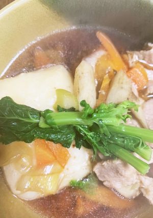 麺つゆ豚こまでお雑煮-レシピのメイン写真