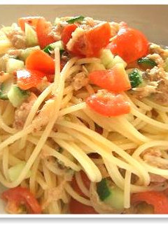 簡単♪トマトときゅうりの冷製パスタ-レシピのメイン写真