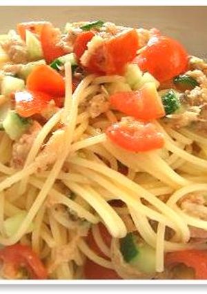 簡単♪トマトときゅうりの冷製パスタ-レシピのメイン写真