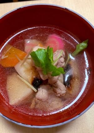簡単！お節の筑前煮でお雑煮-レシピのメイン写真
