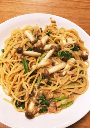 ツナとしめじのクリームパスタ-レシピのメイン写真