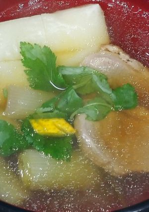 鴨雑煮(合鴨、長ネギ、柚子、三つ葉)-レシピのメイン写真