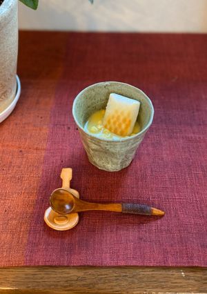濃いめの粒コーンスープに☆焼き餅in-レシピのメイン写真