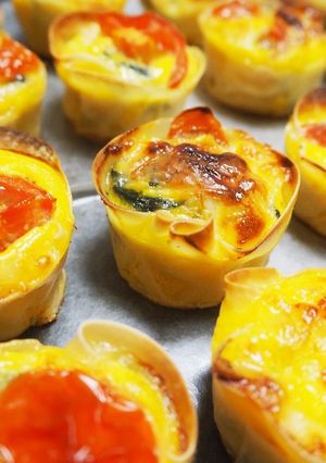 型不要♪餃子の皮で簡単♪お弁当用キッシュ-レシピのメイン写真