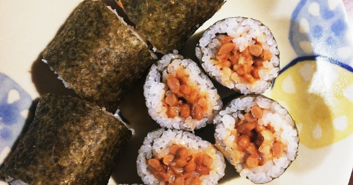 納豆巻き おつまみになる♪シソ納豆キムチの海苔巻き by らるむ