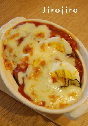 ミートソースとナスと卵のチーズ焼き-レシピのメイン写真