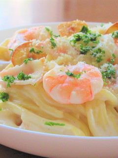 海老のガーリックチーズクリームパスタ-レシピのメイン写真