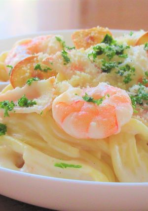 海老のガーリックチーズクリームパスタ-レシピのメイン写真