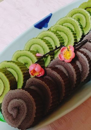 簡単抹茶・ココア伊達巻オーブン焼き-レシピのメイン写真