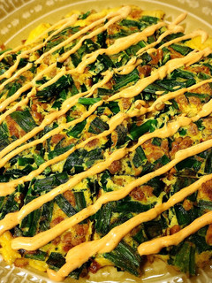お好み焼き感覚♪ニラ玉納豆焼き-レシピのメイン写真
