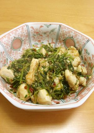 豆苗と鶏のむね肉の中華風炒め-レシピのメイン写真