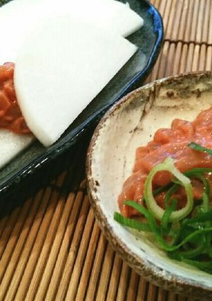 簡単おつまみ♡塩辛を大根でサンドしてみた-レシピのメイン写真