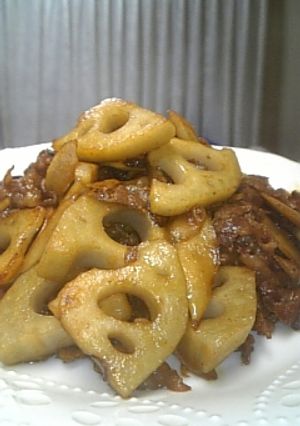 牛肉とごぼうとれんこんの炒め物☆-レシピのメイン写真