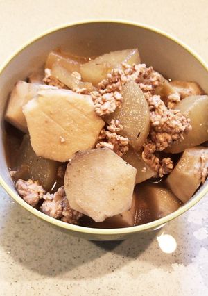 フライパンで 里芋と大根 挽肉あんかけ-レシピのメイン写真
