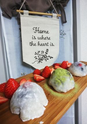 餅を茹でて苺➕茹で小豆で❤️いちご大福に-レシピのメイン写真