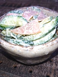 きゅうりとハムのマヨ粉チーズ合えサラダ-レシピのメイン写真