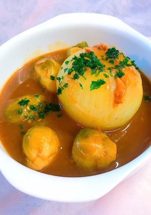 丸ごとレンチン玉ねぎのツナカレースープ-レシピのメイン写真