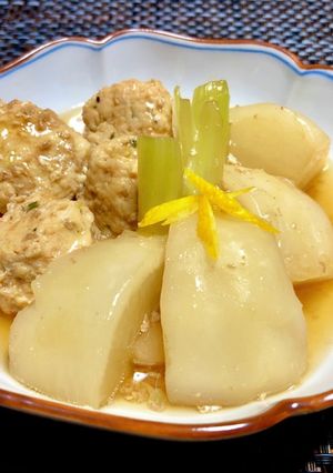 柚子風味☆蕪と鶏ひき肉団子の餡かけ煮-レシピのメイン写真