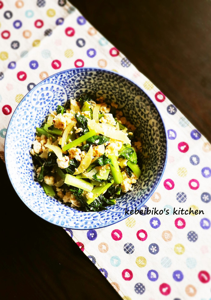 たくあんと青菜の炒り豆腐-レシピのメイン写真