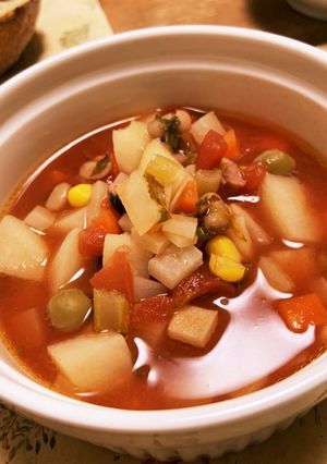レンジでミネストローネスープ-レシピのメイン写真