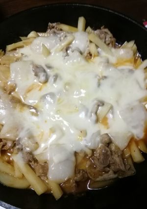 お家の豆餅と鶏煮凝りでチーズタッカルビ-レシピのメイン写真