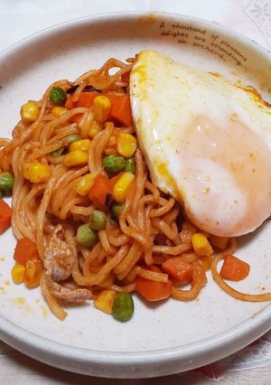 学校給食風焼きそばナポリタン。-レシピのメイン写真