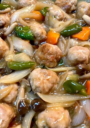 野菜と薄切り豚肉の肉団子甘酢餡-レシピのメイン写真