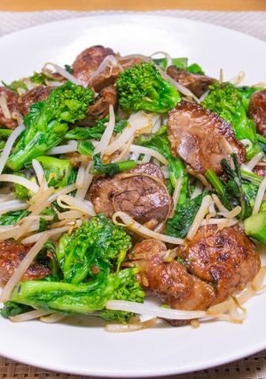 菜の花と鶏レバーの炒めもの-レシピのメイン写真