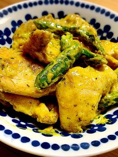 胸肉とアスパラのカレーマヨ炒め-レシピのメイン写真