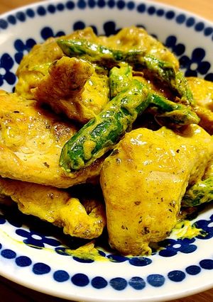 胸肉とアスパラのカレーマヨ炒め-レシピのメイン写真