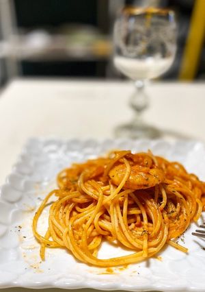 簡単！トマト缶でエビクリームパスタ♪-レシピのメイン写真