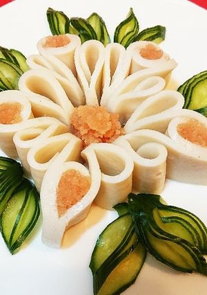 明太蒲鉾～蒲鉾の飾り切り【あやめ】-レシピのメイン写真