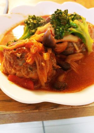 キノコたっぷり煮込みハンバーグ-レシピのメイン写真