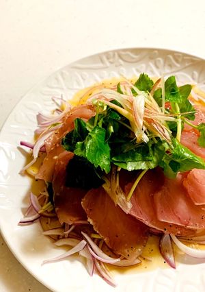 マグロと三つ葉の和風カルパッチョ-レシピのメイン写真