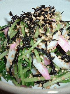 塩ふきひじきと水菜のごま和え-レシピのメイン写真