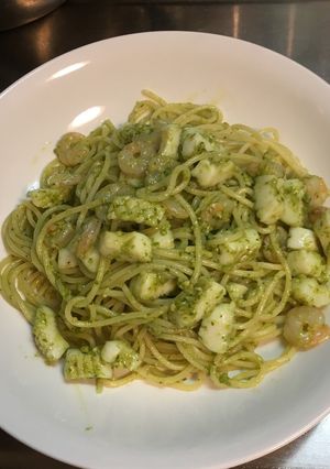 シーフードミックスとバジルのパスタ-レシピのメイン写真