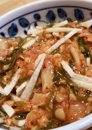 ネバとネバとろりん☆長芋めかぶキムチ納豆-レシピのメイン写真