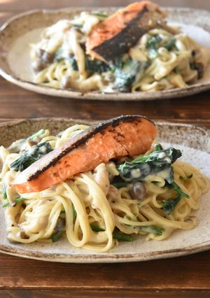 下味冷凍で簡単♪鮭の味噌クリームパスタ-レシピのメイン写真